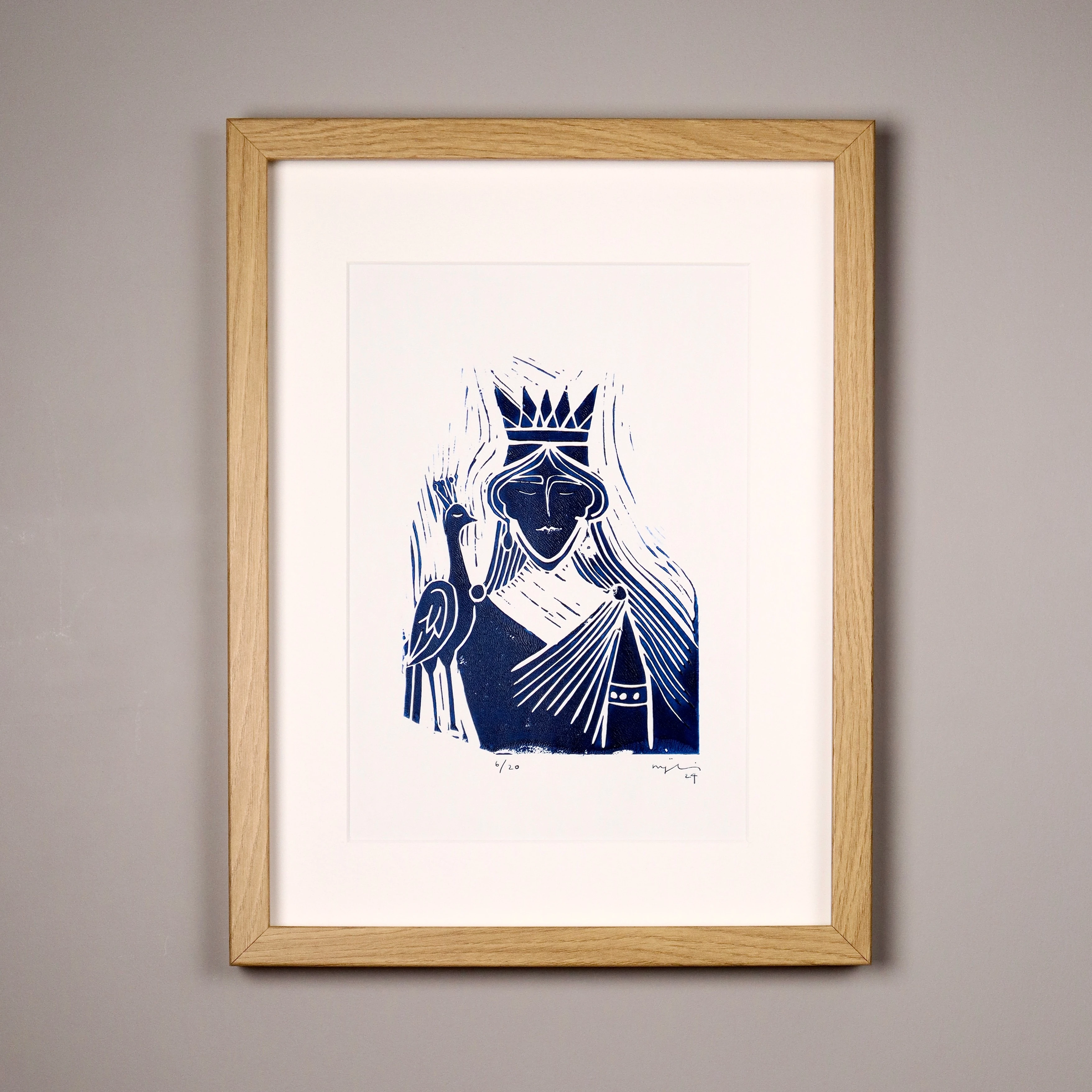 hera // çerçeveli [mavi] linol baskı