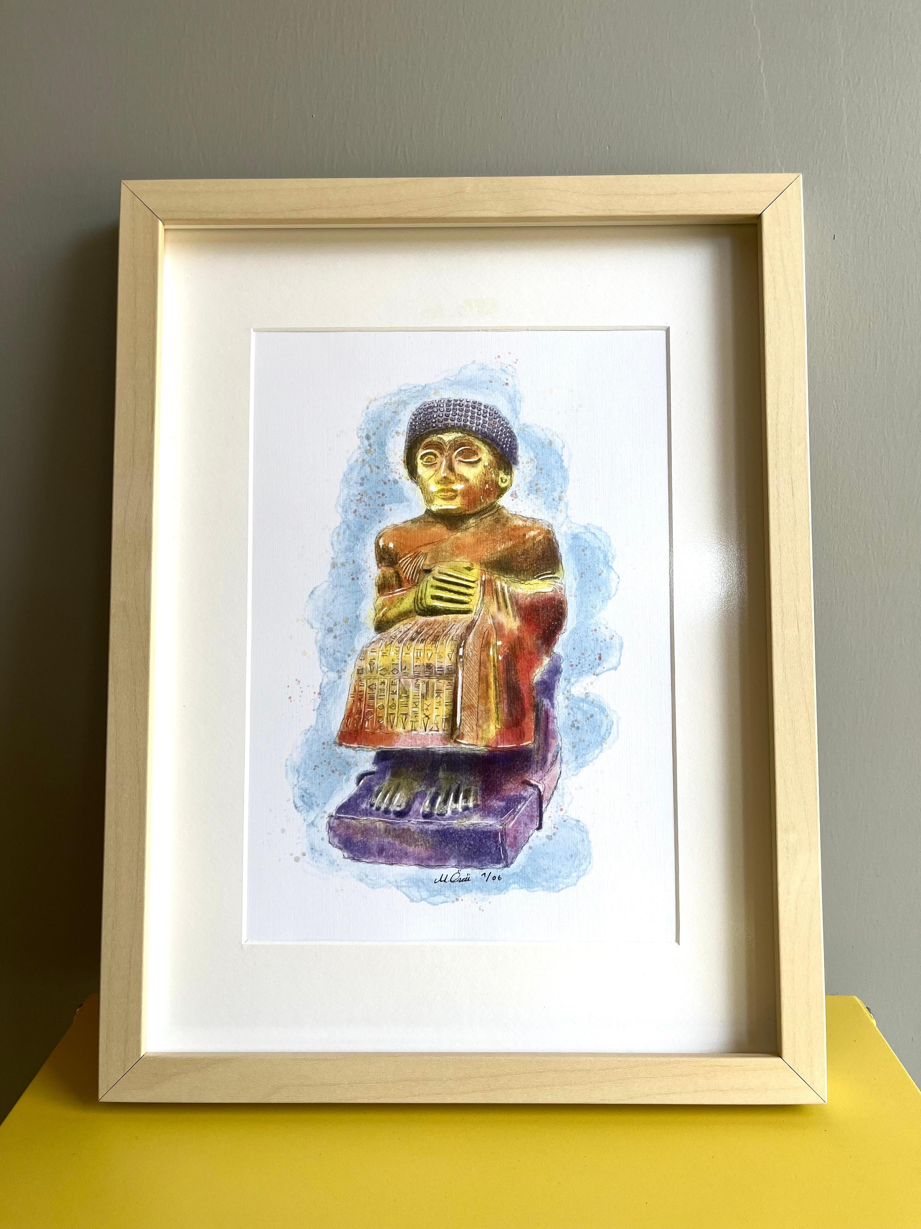 Lagaş Prensi Gudea // Çerçeveli Dijital İllüstrasyon