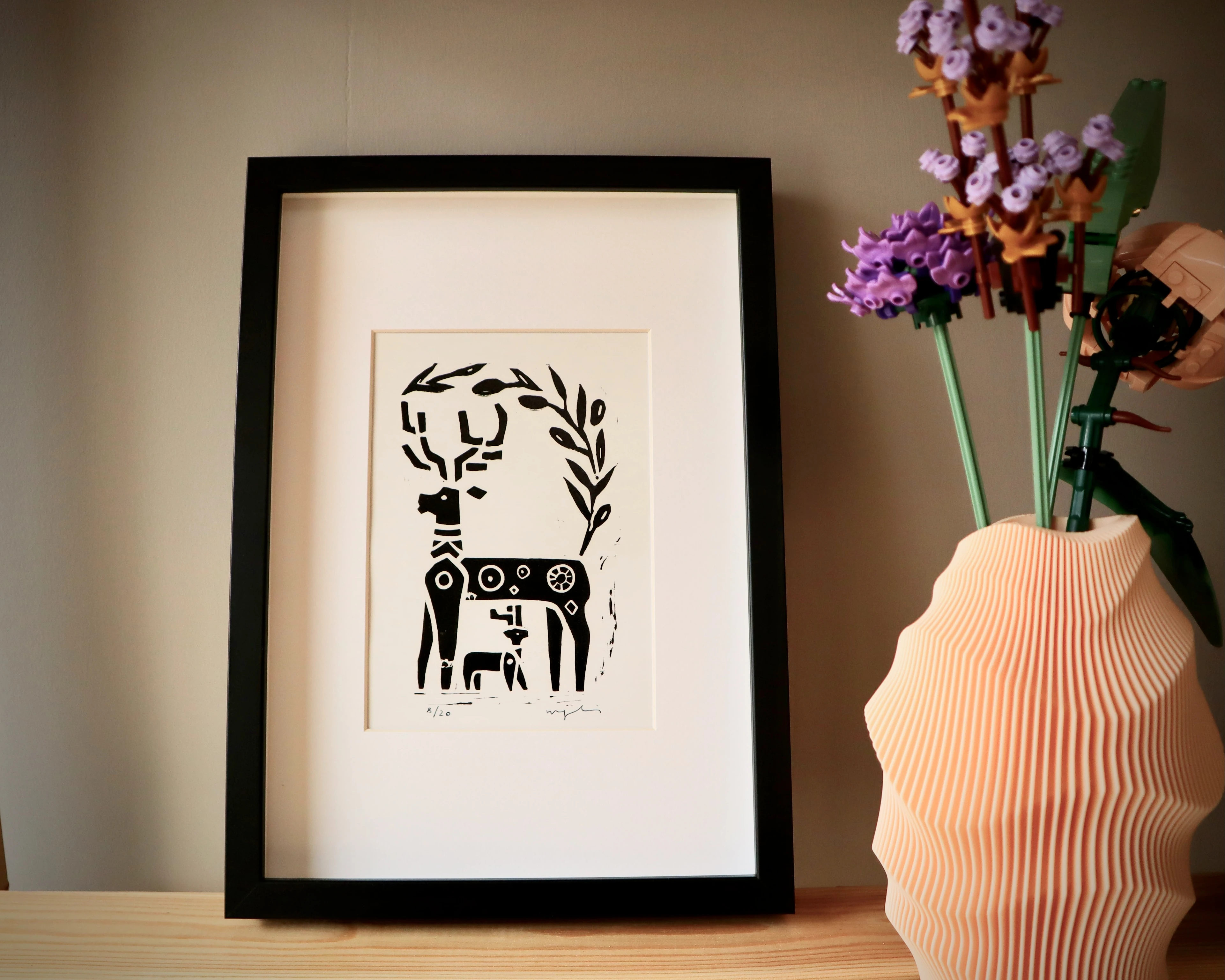 ikiz feta // siyah çerçeveli orijinal linol baskı