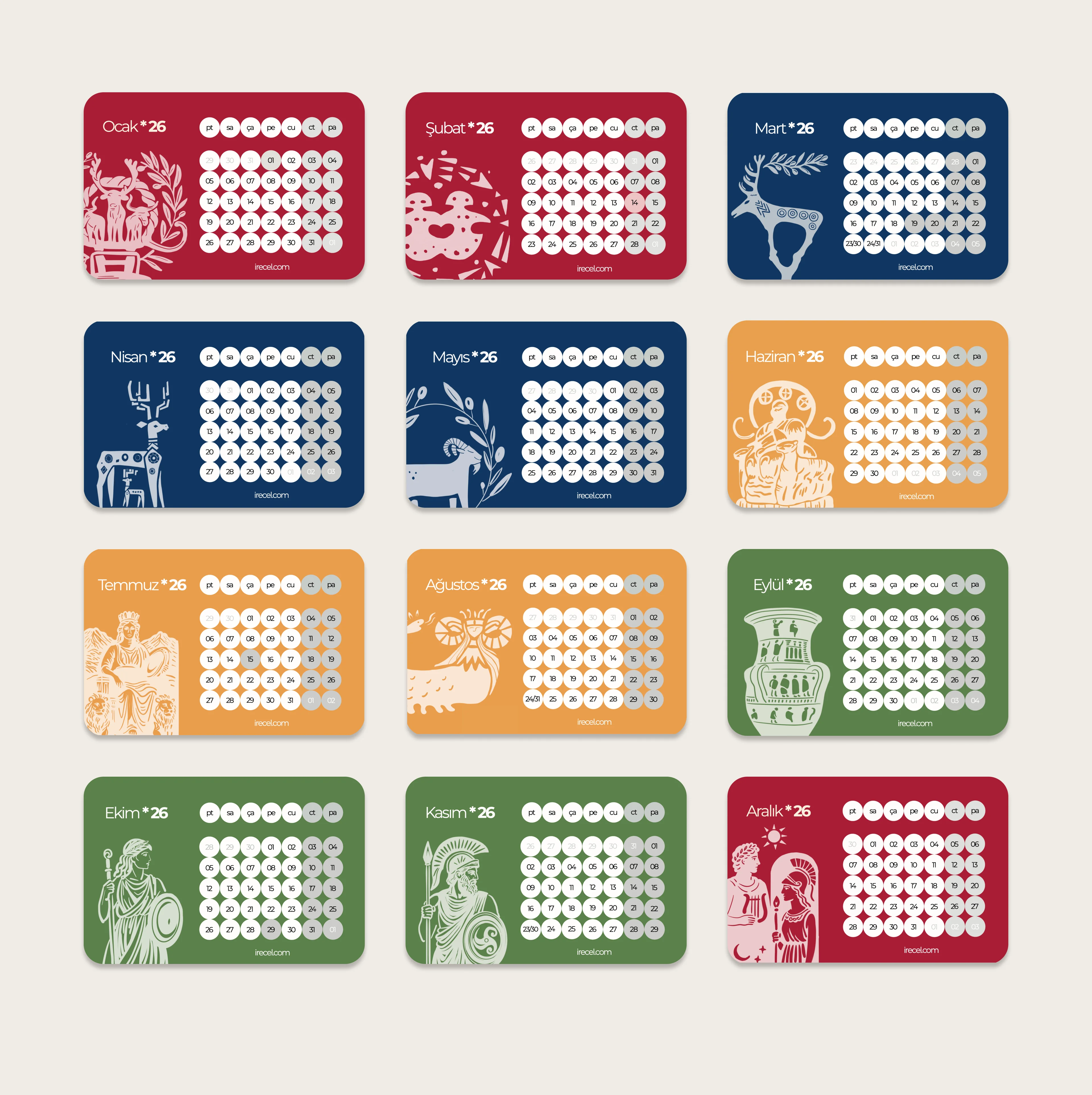 2026 İreçel Masa Takvimi