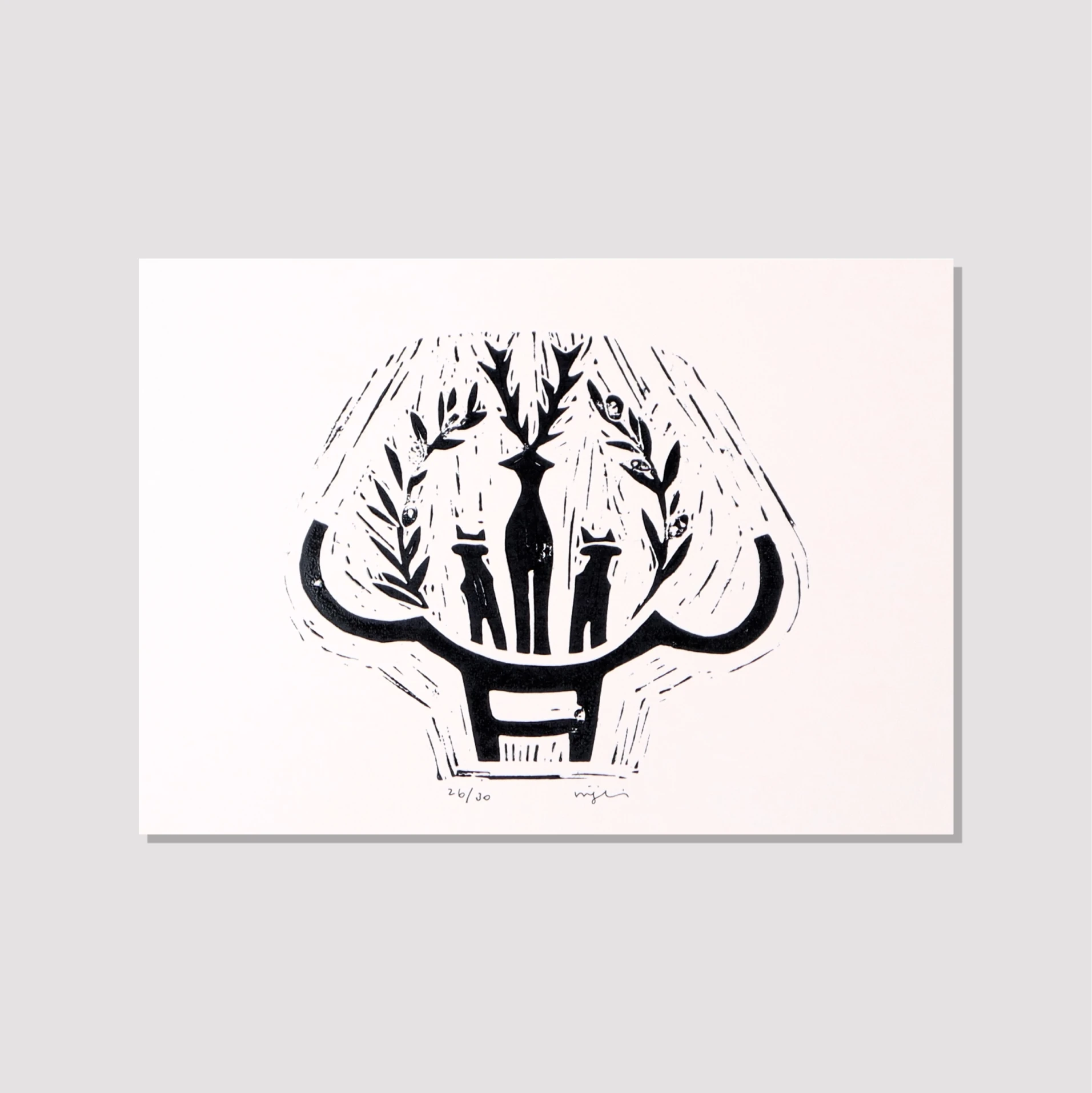 Zeytinde Güneş Kursu // Linol Baskı