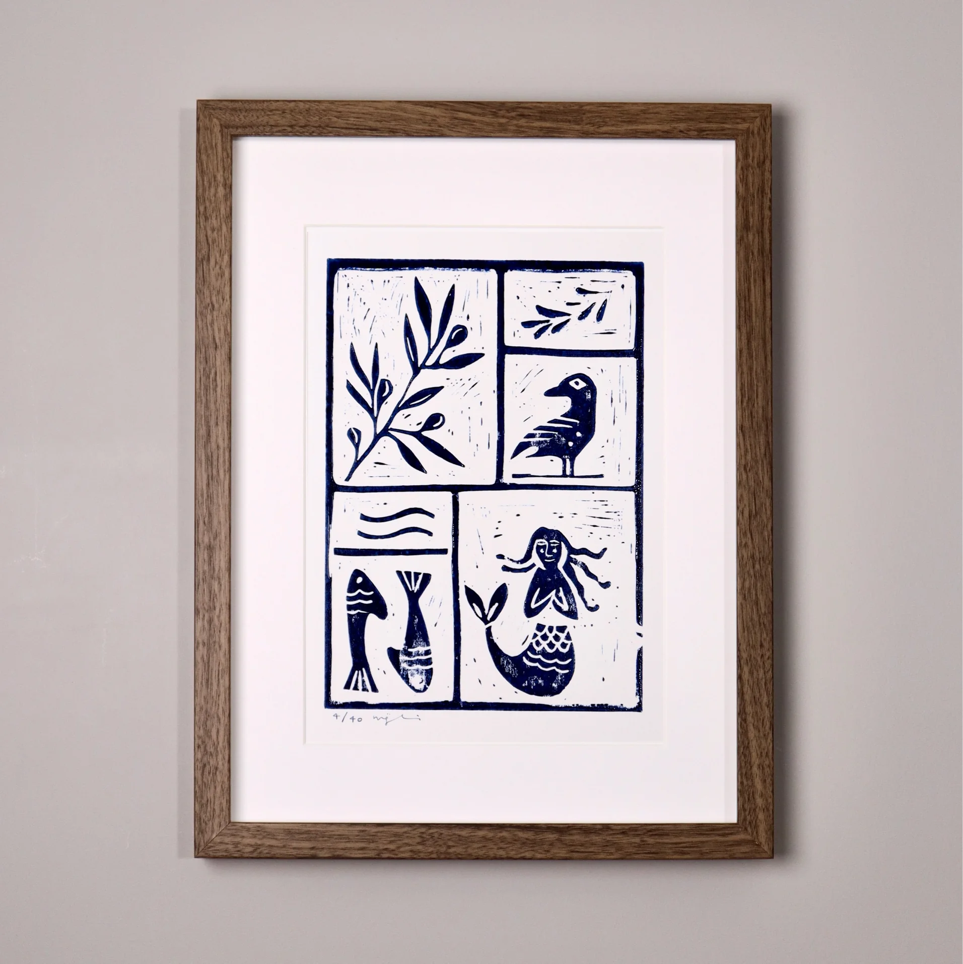 Balık Etli // Çerçeveli Linol Baskı