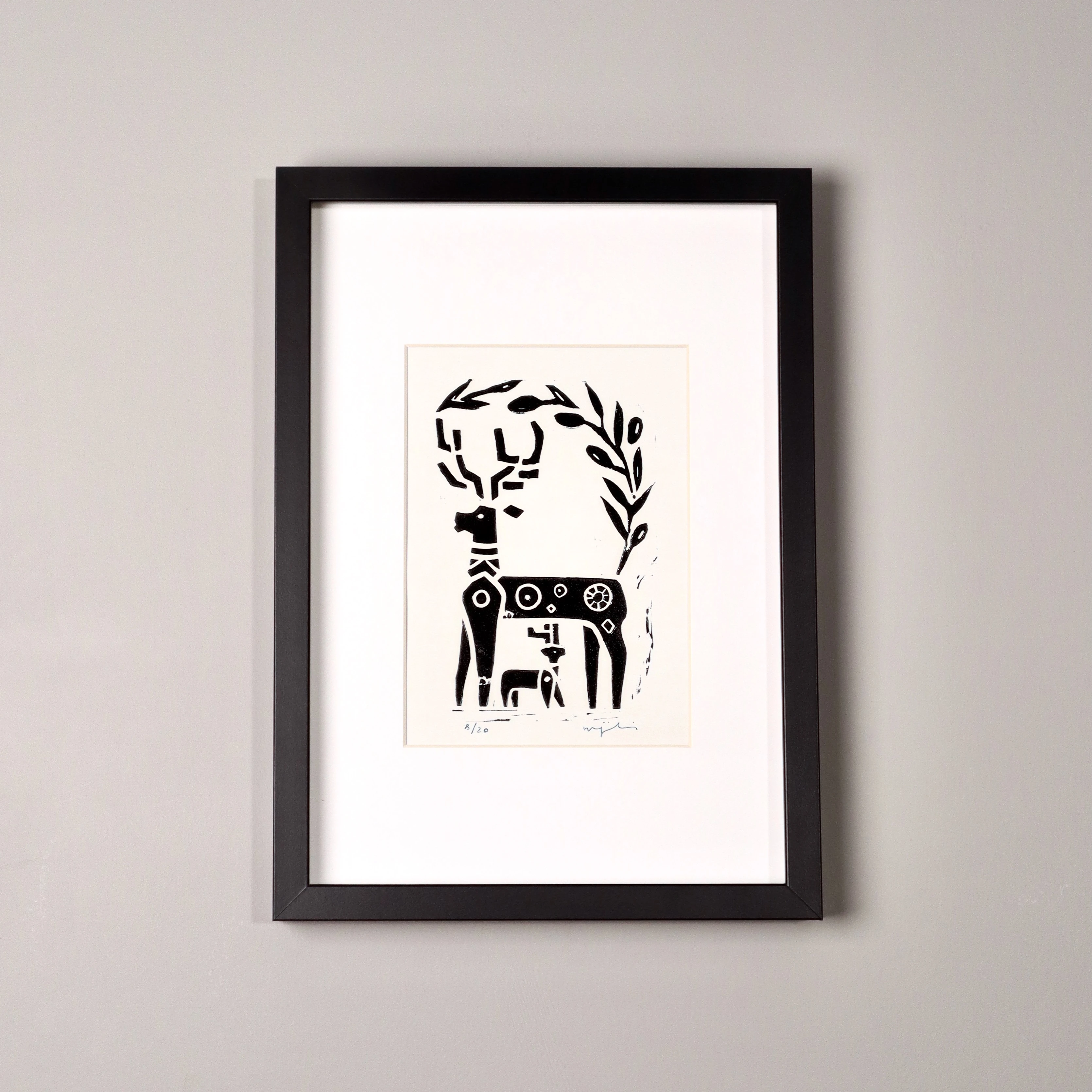 ikiz feta // siyah çerçeveli orijinal linol baskı