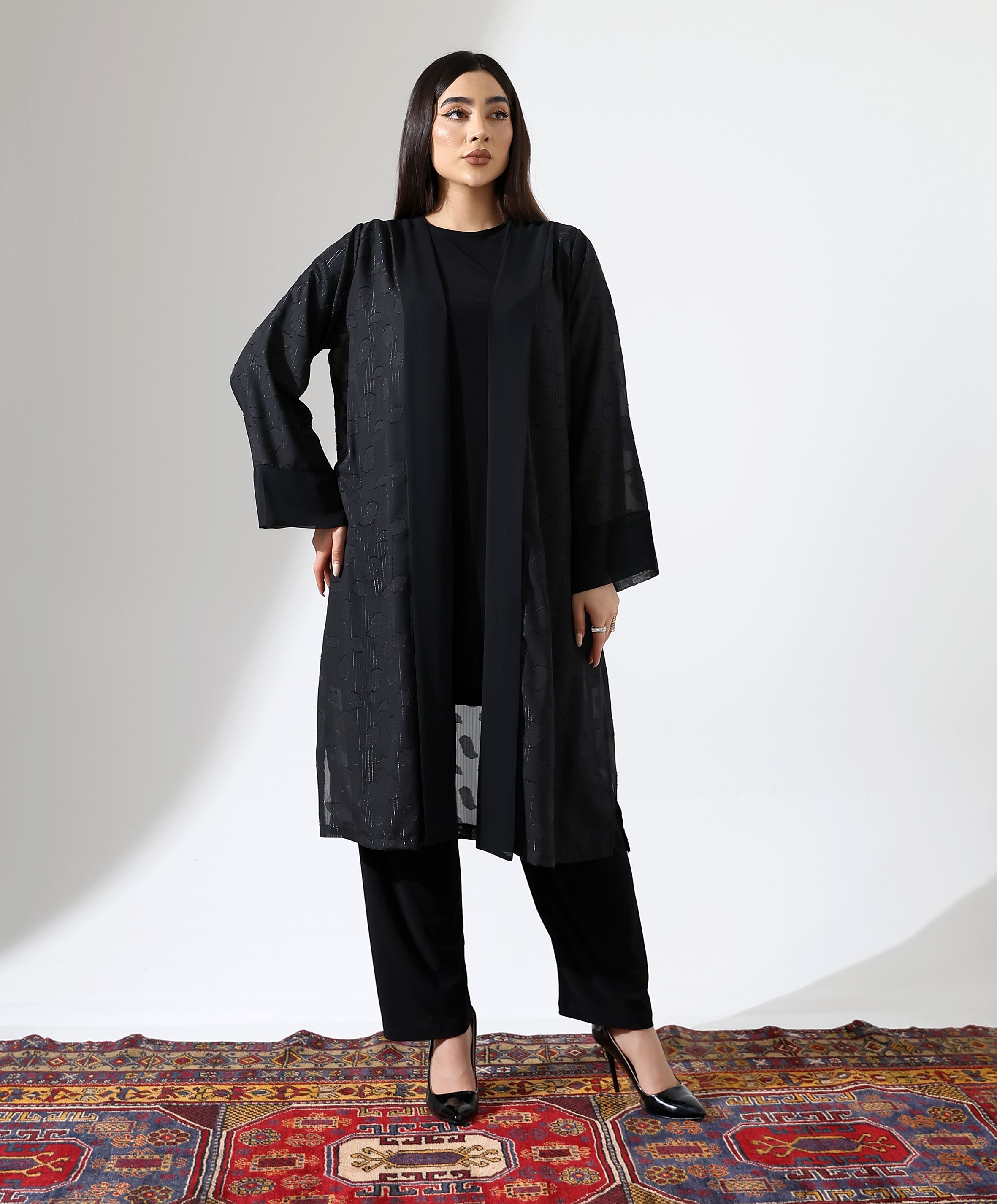 Hatun Şifon Üçlü Takım - Siyah