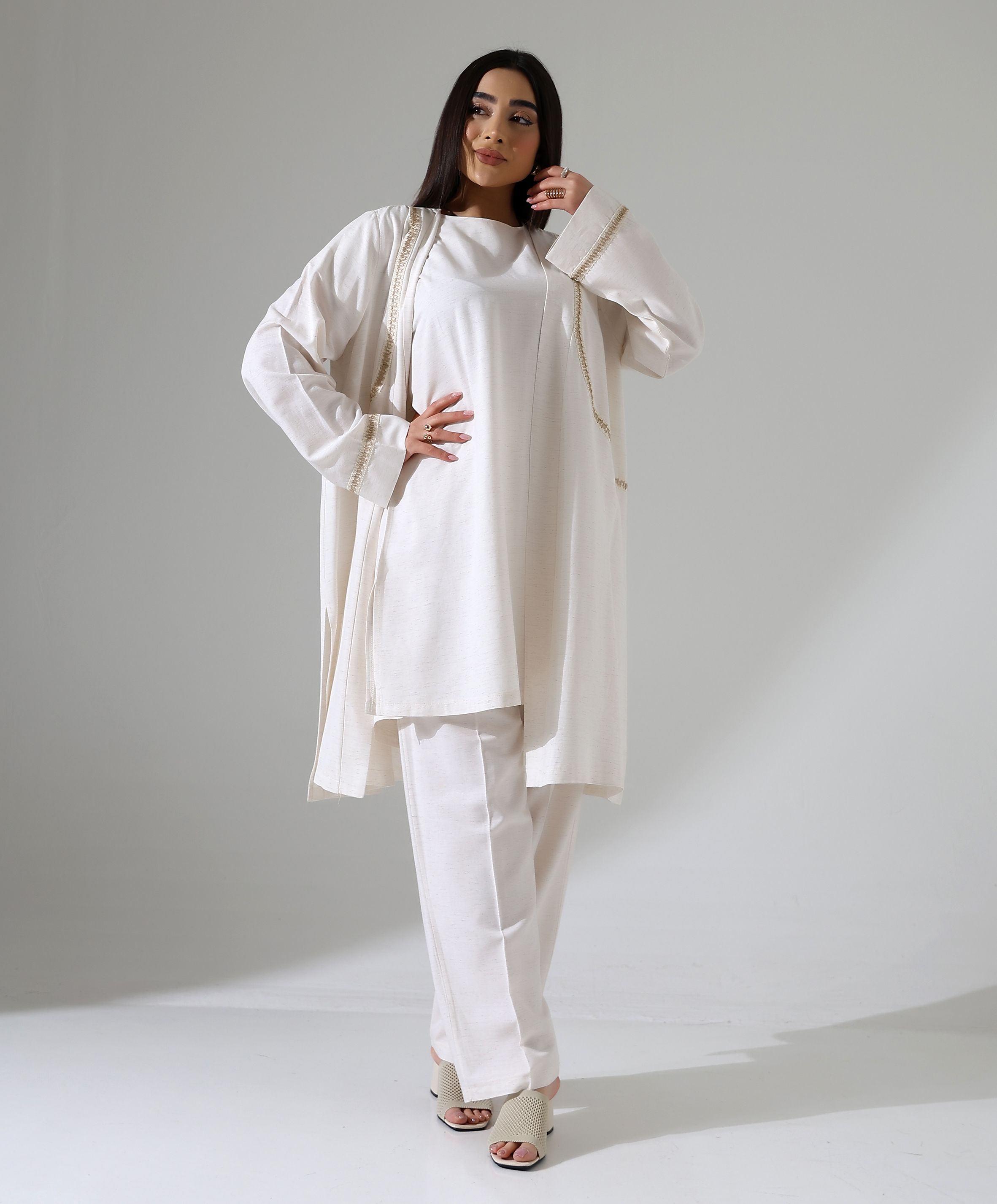 Keten Üçlü Kimono Takım