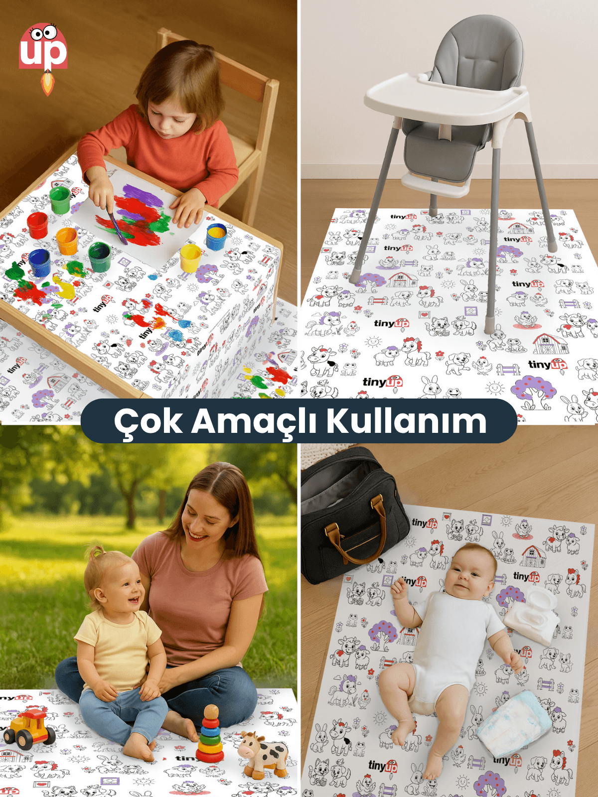 Tek Kullanımlık Mama Sandalyesi Altı & Aktivite Örtüsü – 100x120 cm - Sıçrama Koruyucu Matı