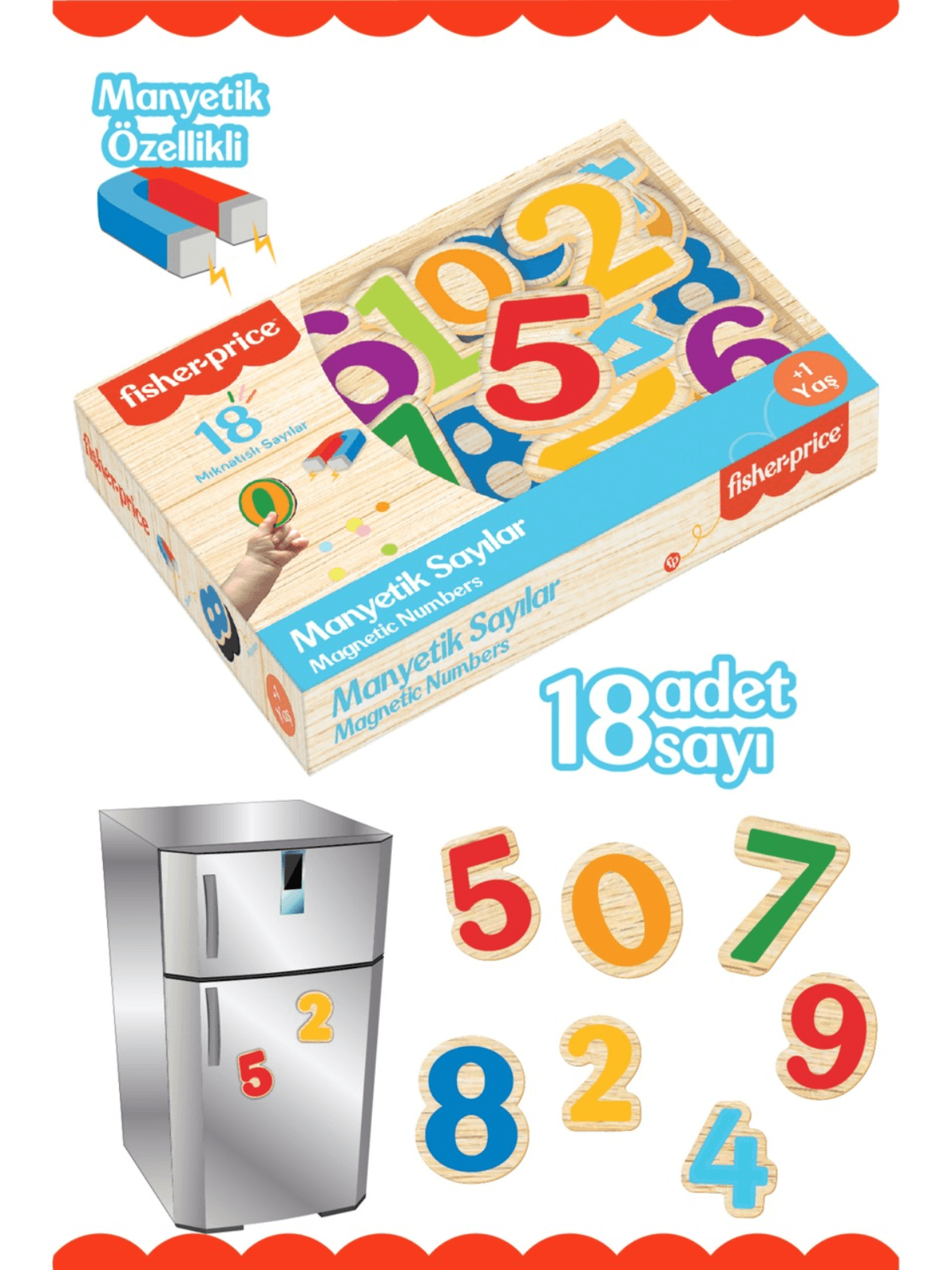 Fisher-Price Eğitici Mıknatıslı Sayılar Seti - Buzdolabı Ve Metal Yüzeyler Için 18 Parça
