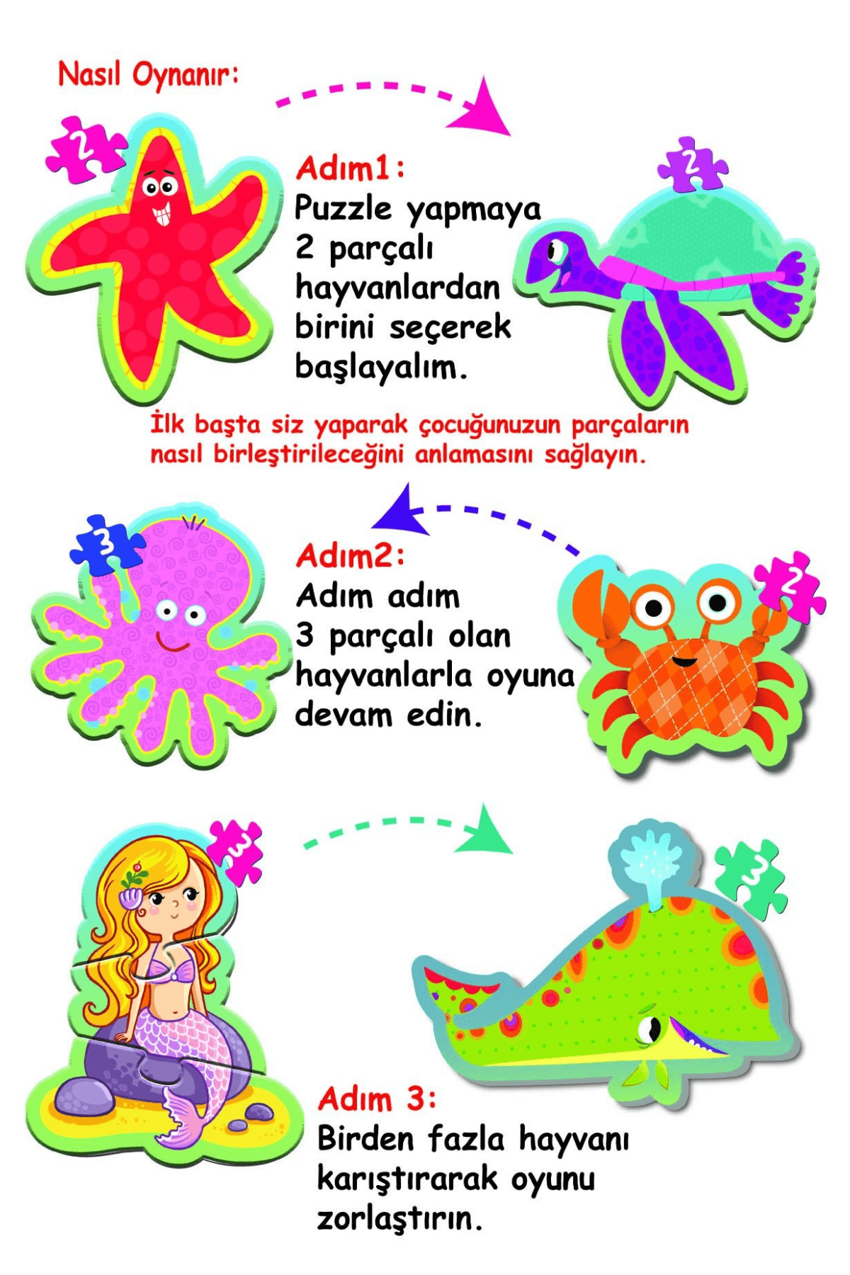 Baby Puzzle, Benim İlk Çiftlik Puzzle'm, Hayvanlar Yapboz, 2+ Yaş - Deniz Canlıları
