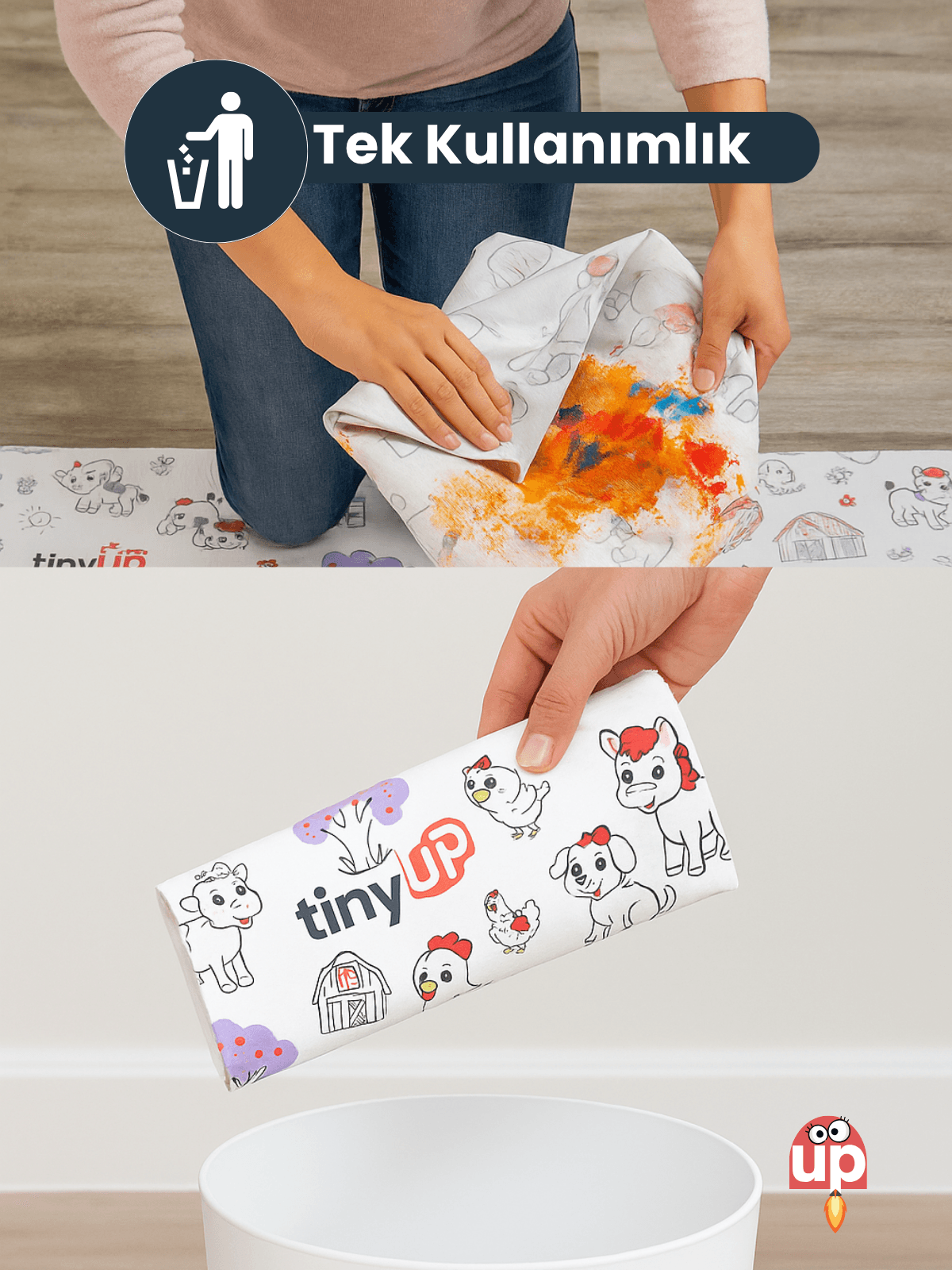 Tek Kullanımlık Mama Sandalyesi Altı & Aktivite Örtüsü – 100x120 cm - Sıçrama Koruyucu Matı