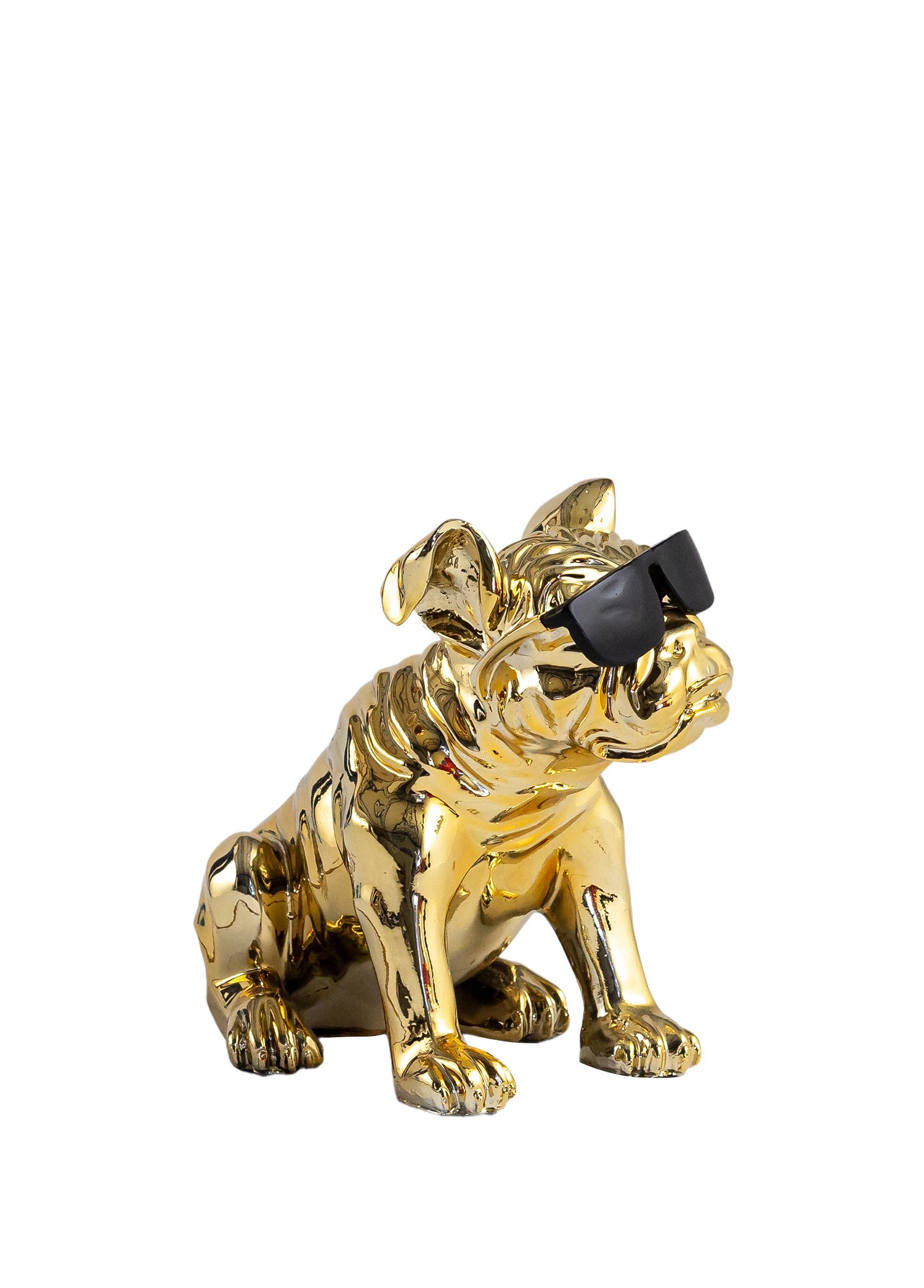 Gold Gözlüklü Buldog Dekoratif Obje