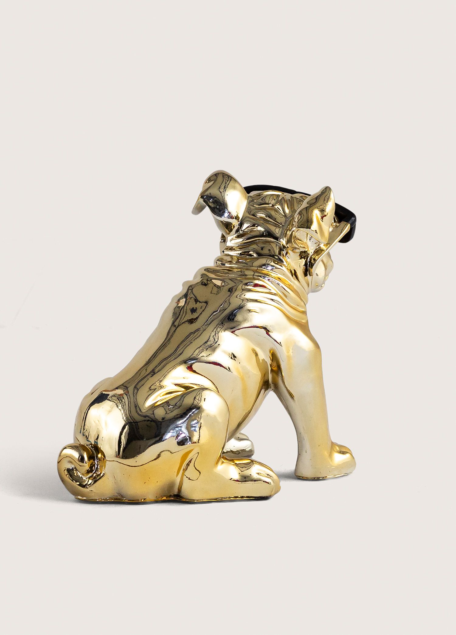 Gold Gözlüklü Buldog Dekoratif Obje