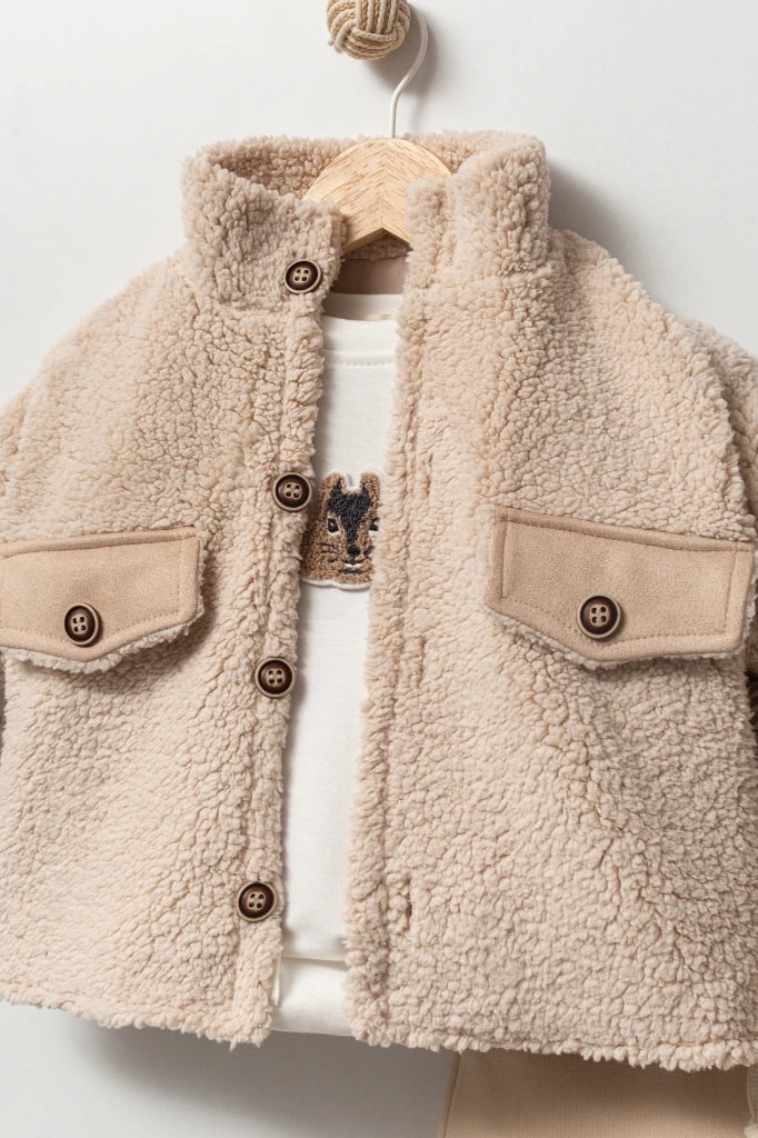 Erkek Bebek Peluş Montlu Tarz Üçlü Takım