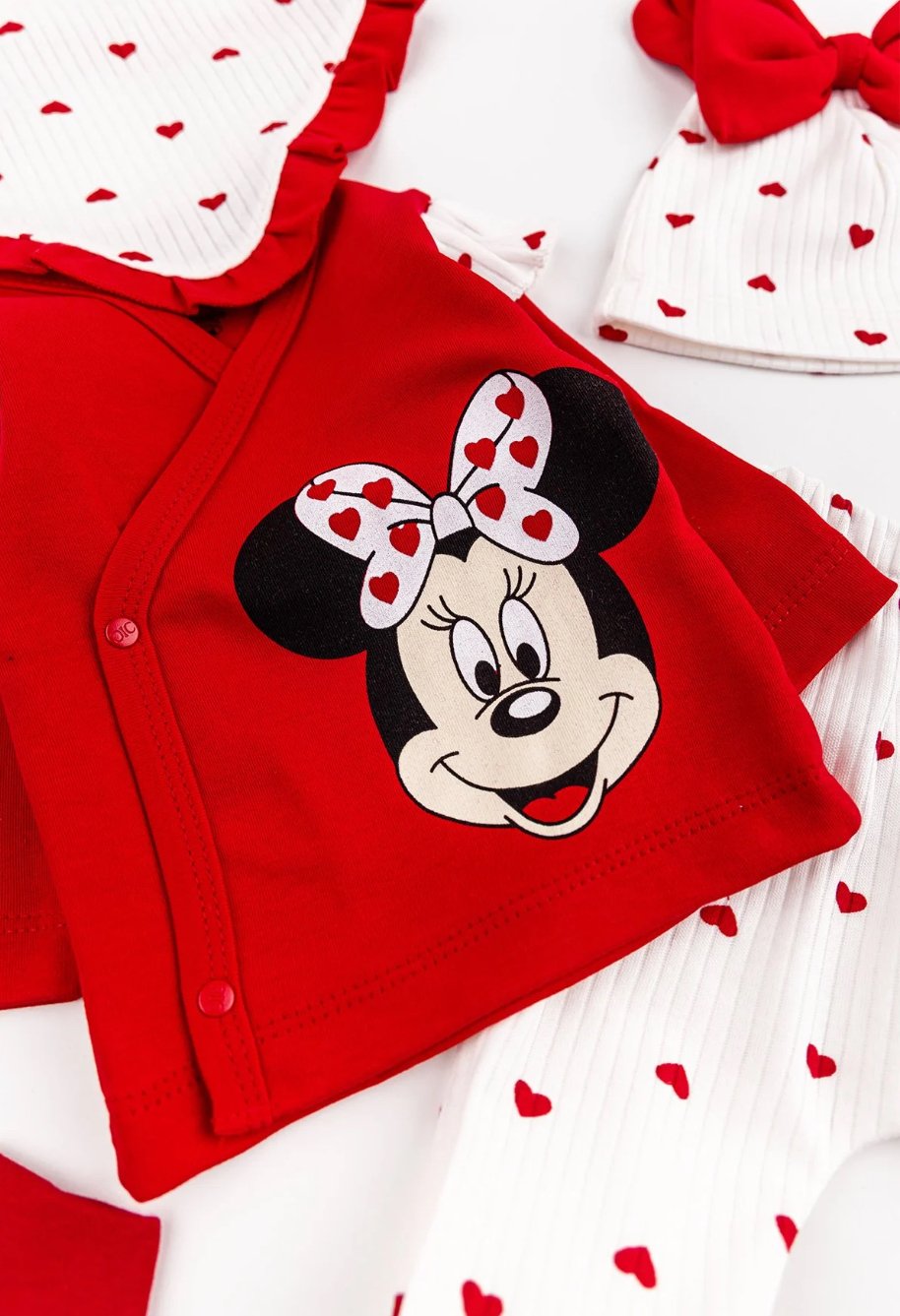 Kız Bebek Mickey Kırmızı Renk 5Li Hastane Çıkışı Set