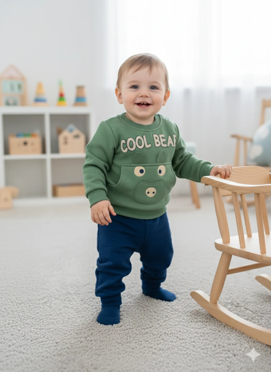 Erkek Bebek Cool Bear Şardonlu İkili Takım