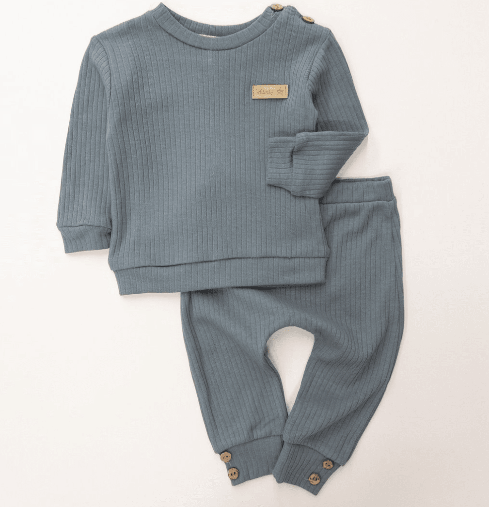 Unisex Bebek Fitilli Esnek İkili Takım - füme