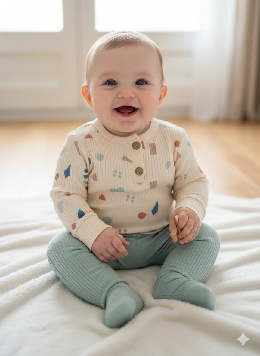 Erkek Bebek Desenli Fitilli Esnek Takım