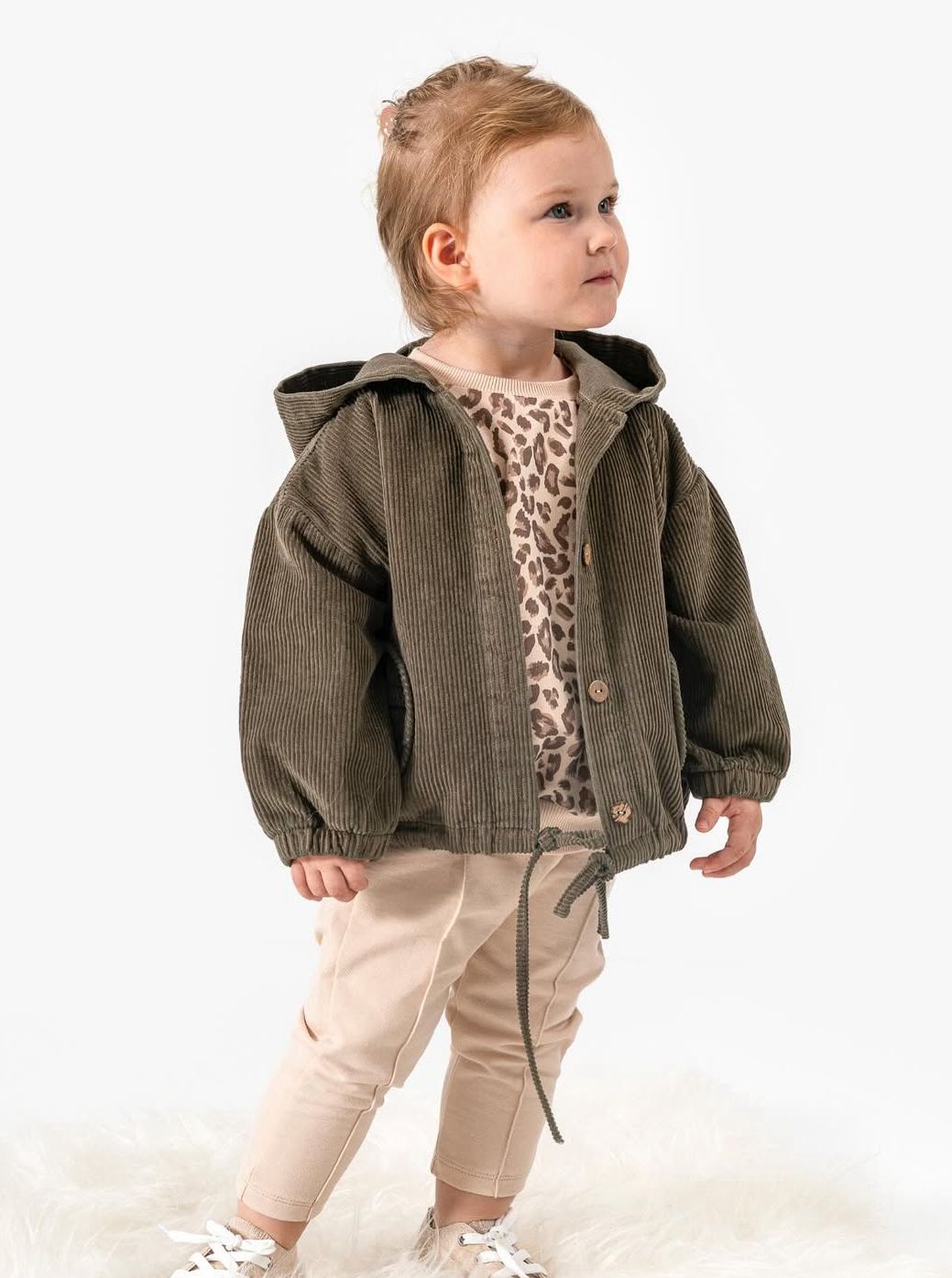 Kız Bebek Gabardin Ceketli Leoparlı Üçlü Takım - kahverengi