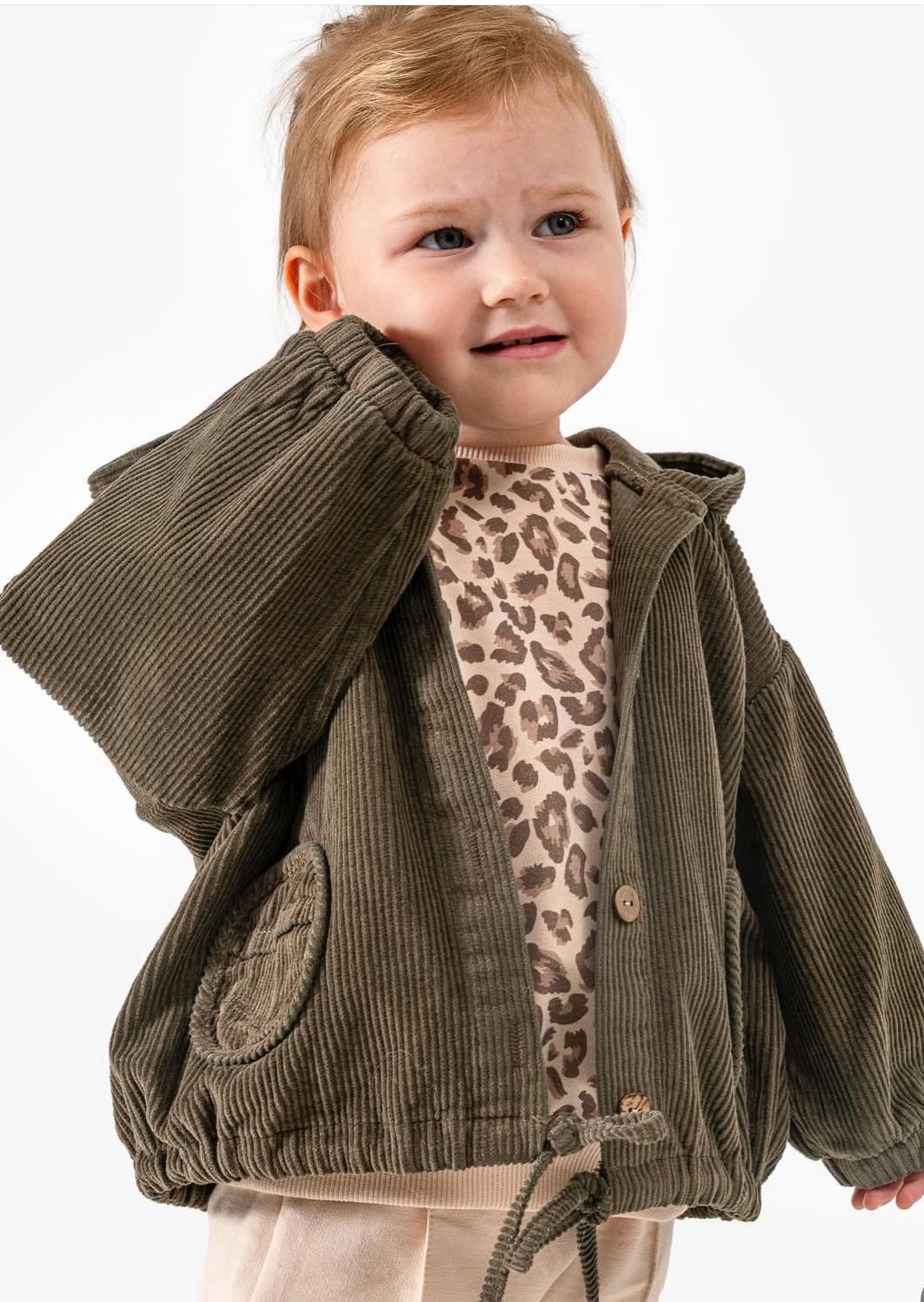 Kız Bebek Gabardin Ceketli Leoparlı Üçlü Takım
