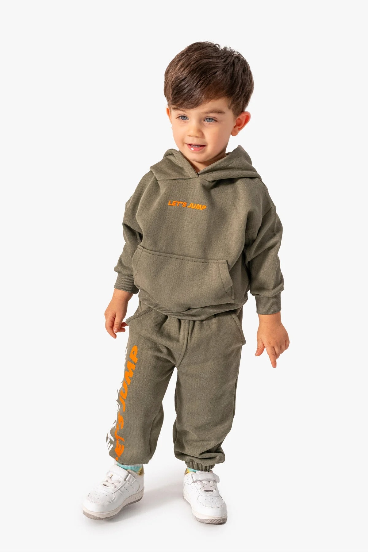 Erkek Bebek Üç İp İkili Eşofman Takım - haki