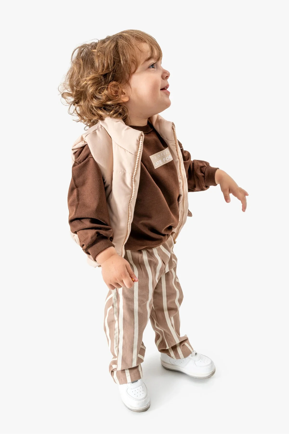 Erkek Şerit Pantolonlu Yelekli 3’lü Takım  - Vizon