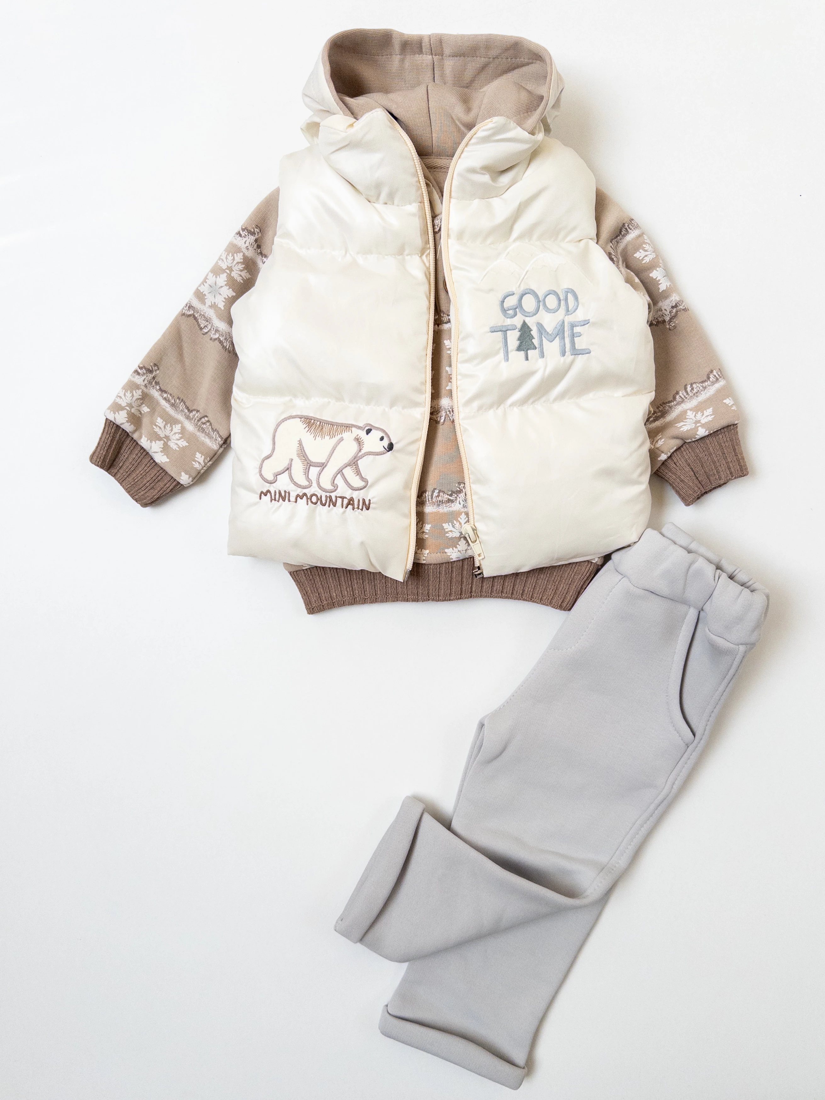 Erkek Bebek Good Time Yelekli Üçlü Takım