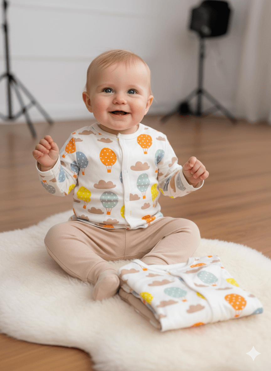 Erkek Bebek Boydan Çıtçıtlı İkili Takım