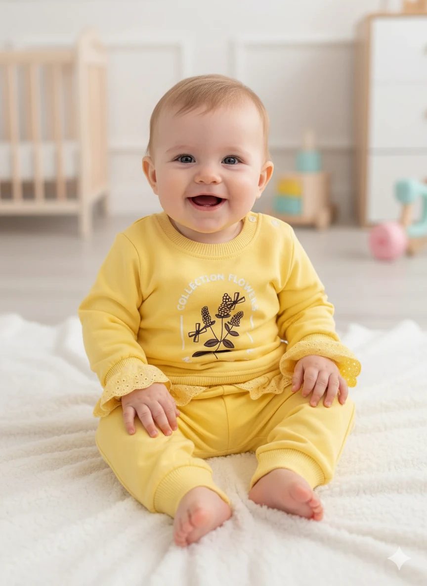 Kız Bebek Dantel Detaylı Mevsimlik İkili Takım