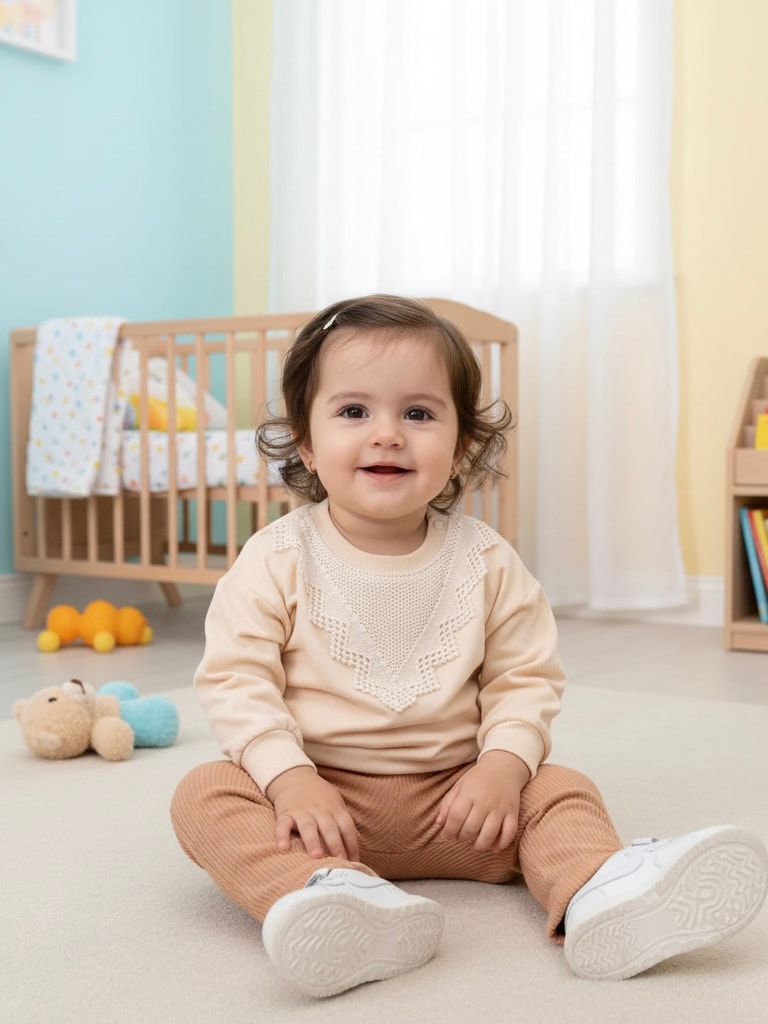 Kız Bebek Dantelli Taytlı İkili Takım - bej