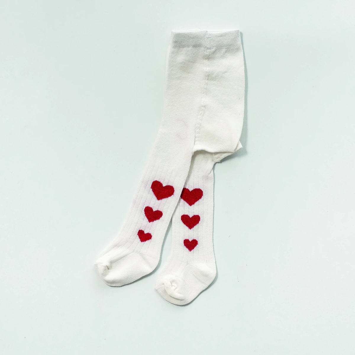 Kız Bebek 1 Adet Kalpli Külotlu Çorap - beyaz