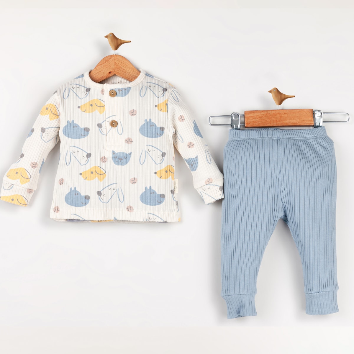 Erkek Bebek Fitilli Esnek  Köpekli İkili Takım