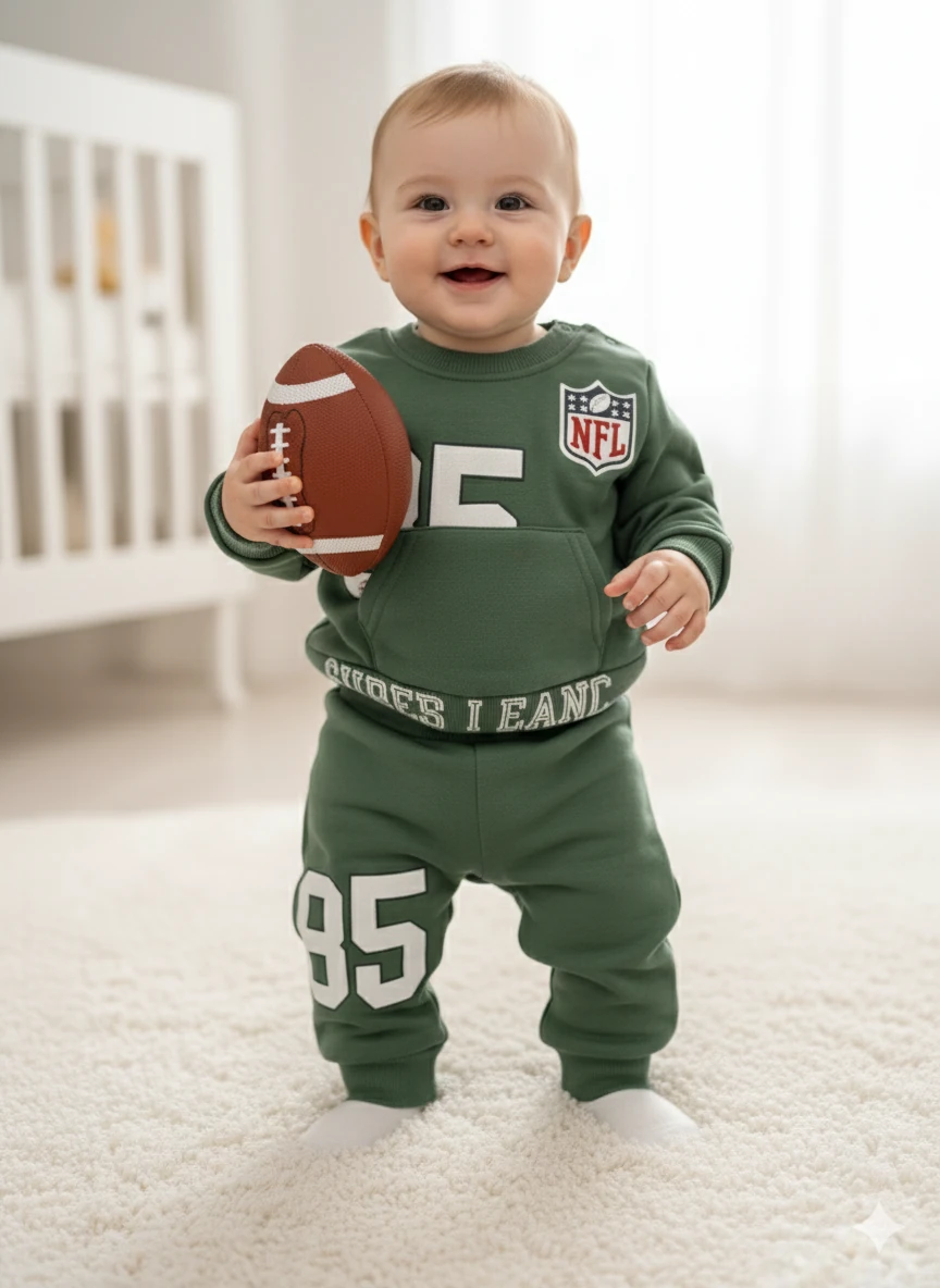 Erkek Bebek NFL Baskılı Şardonlu İkili Takım - yeşil