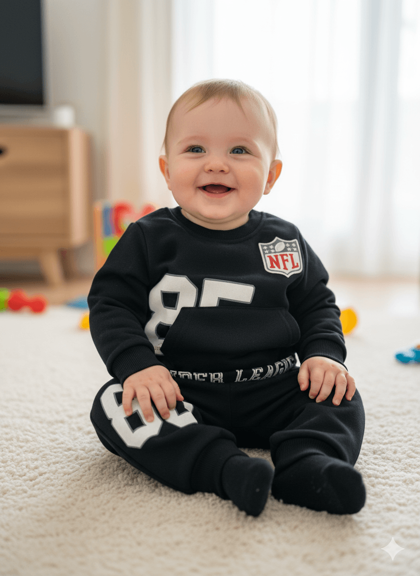 Erkek Bebek NFL Baskılı Şardonlu İkili Takım - Siyah