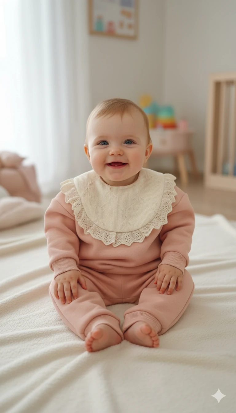 Kız Bebek Dantel Yakalı Şardonlu İkili Takım