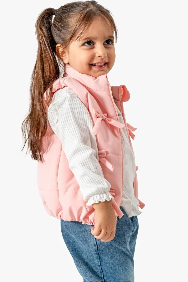 Kız bebek Fiyonklu Şişme Yelekli 3'lü Takım