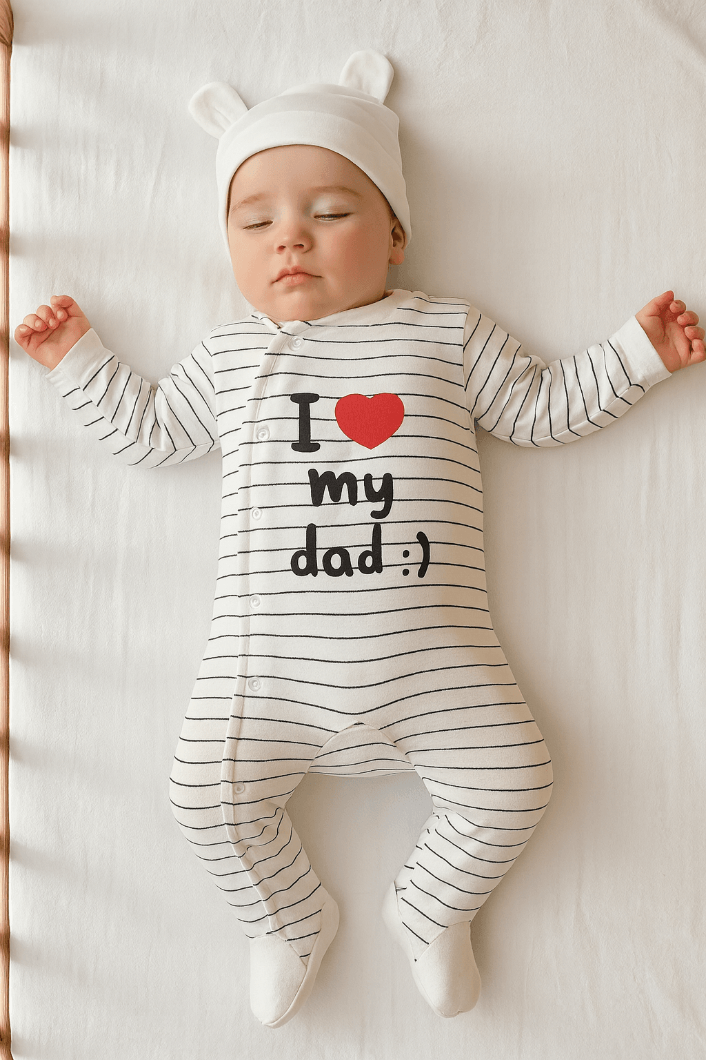 Erkek Bebek I My Dad Şapkalı Çıtçıtlı Tulum