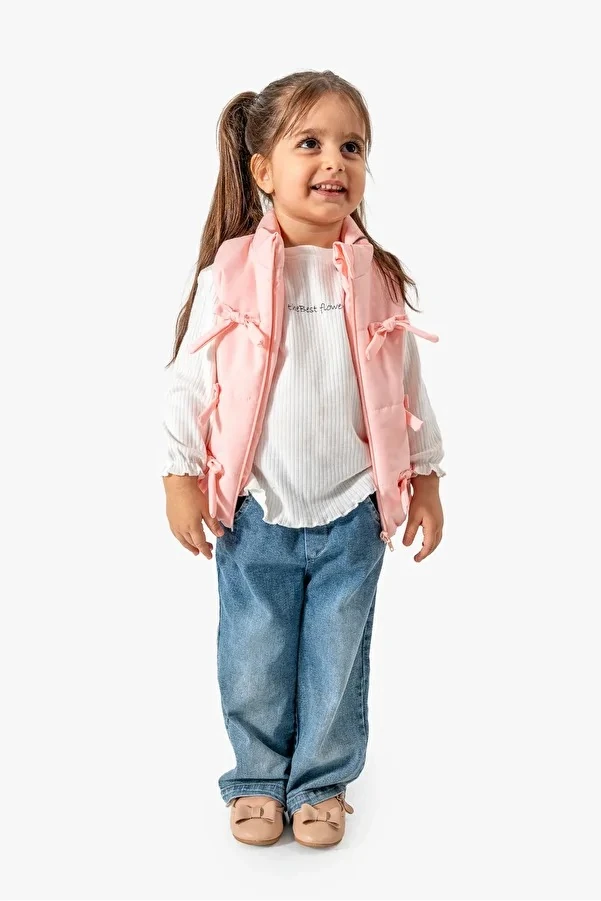 Kız bebek Fiyonklu Şişme Yelekli 3'lü Takım