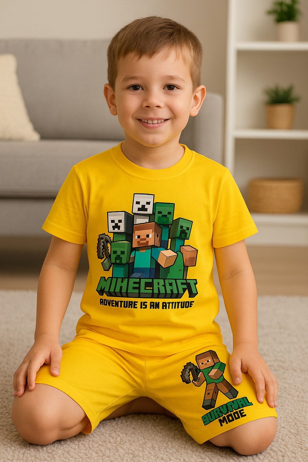 Erkek Çocuk 3-6 Yaş Minecraft Baskılı İkili Takım