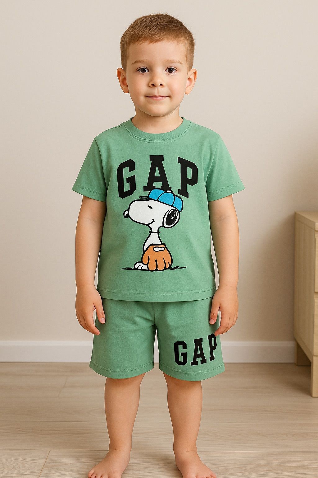 Erkek Çocuk 3-6 Yaş Snoopy Şortlu İkili Takım