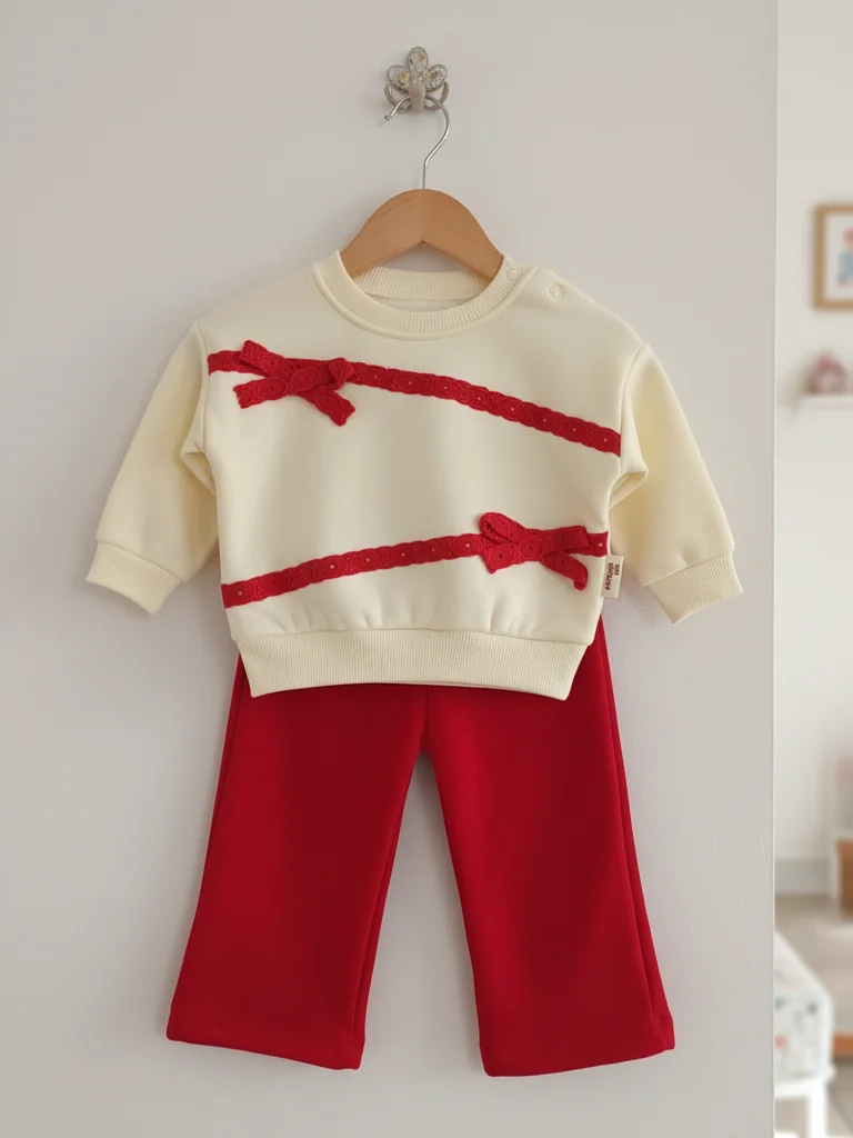 Kız Bebek Kurdeleli Şardonlu İkili Takım