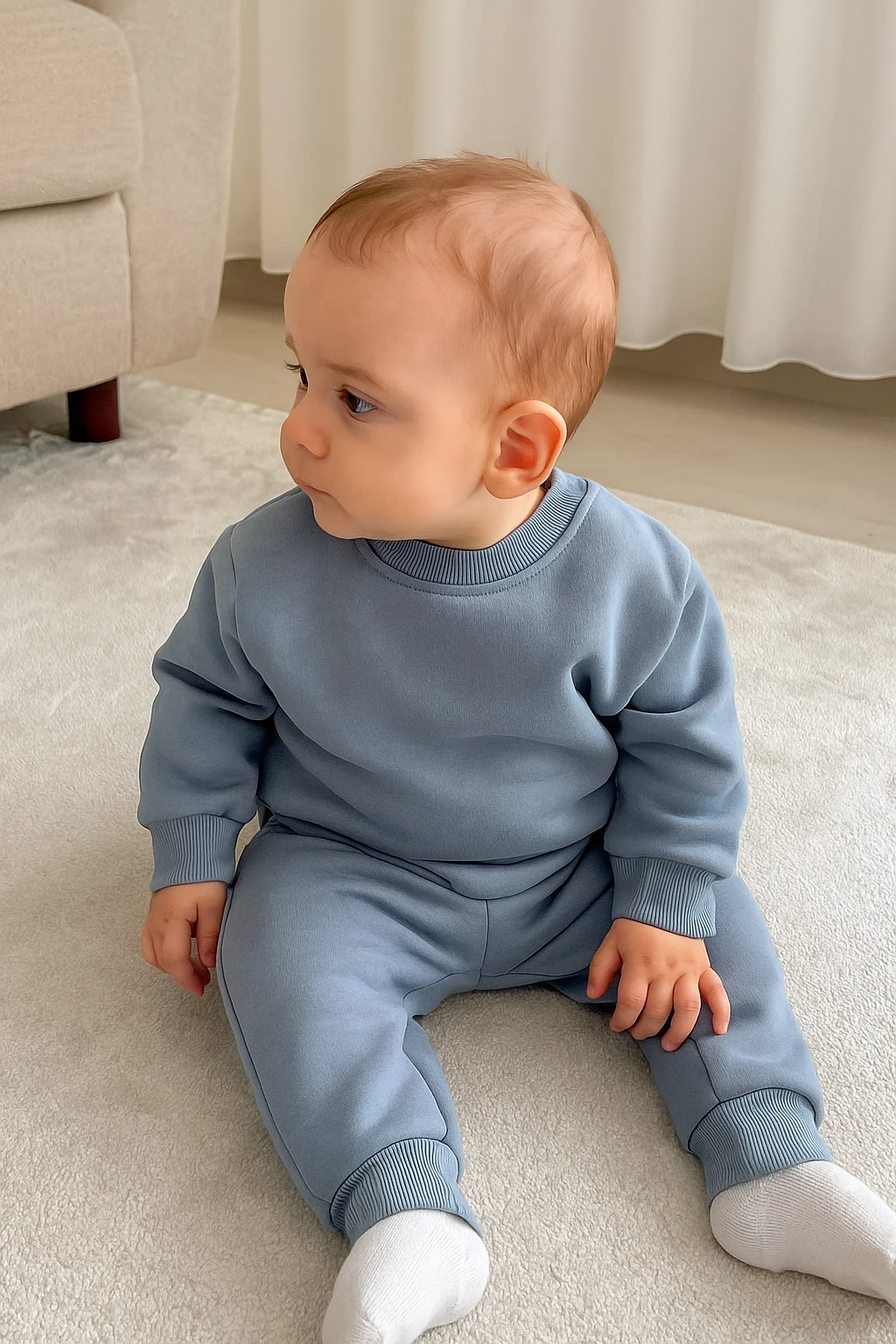 Erkek Bebek Basic Şardonlu İkili Tarz Takım - taş