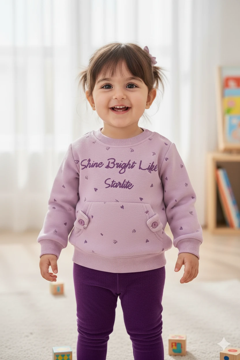 Kız Bebek Taytlı Üç İp Şardonlu İkili Takım - lila