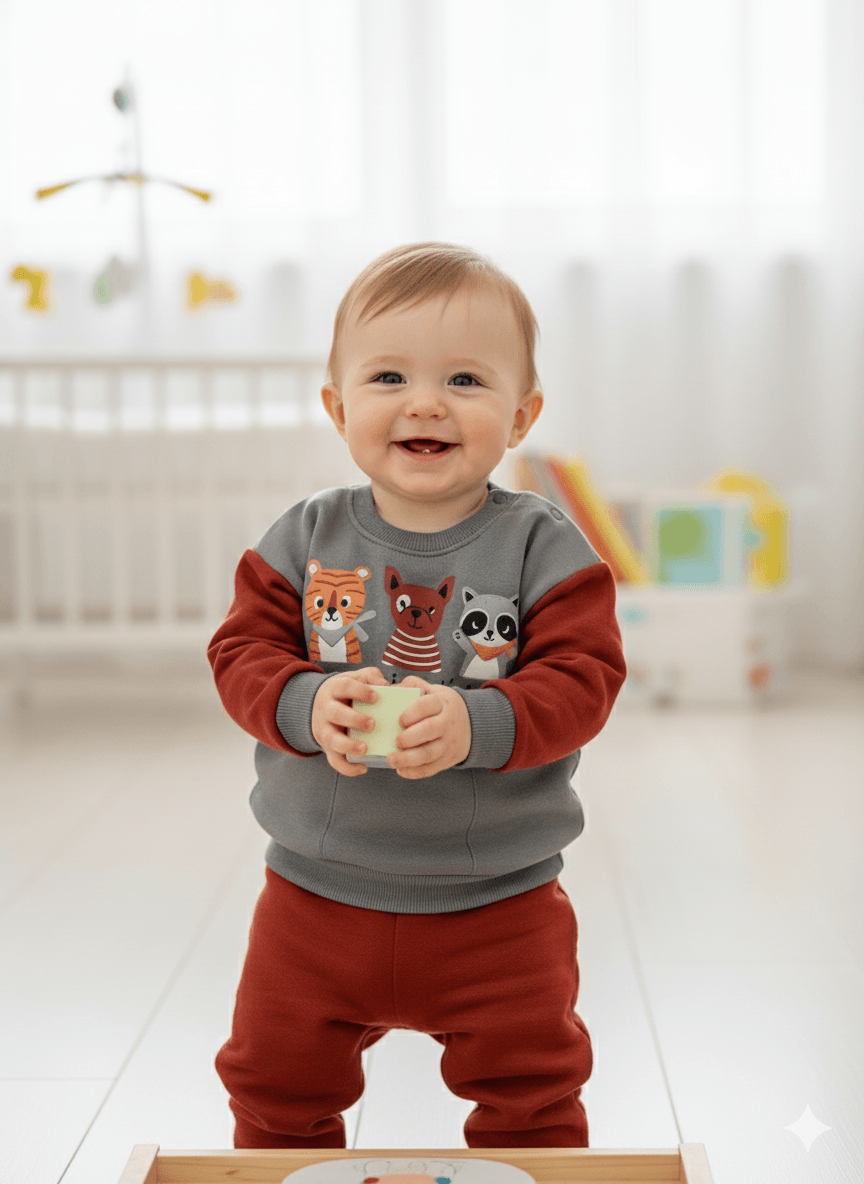 Erkek Bebek Cepli Zoo Şardonlu İkili Takım