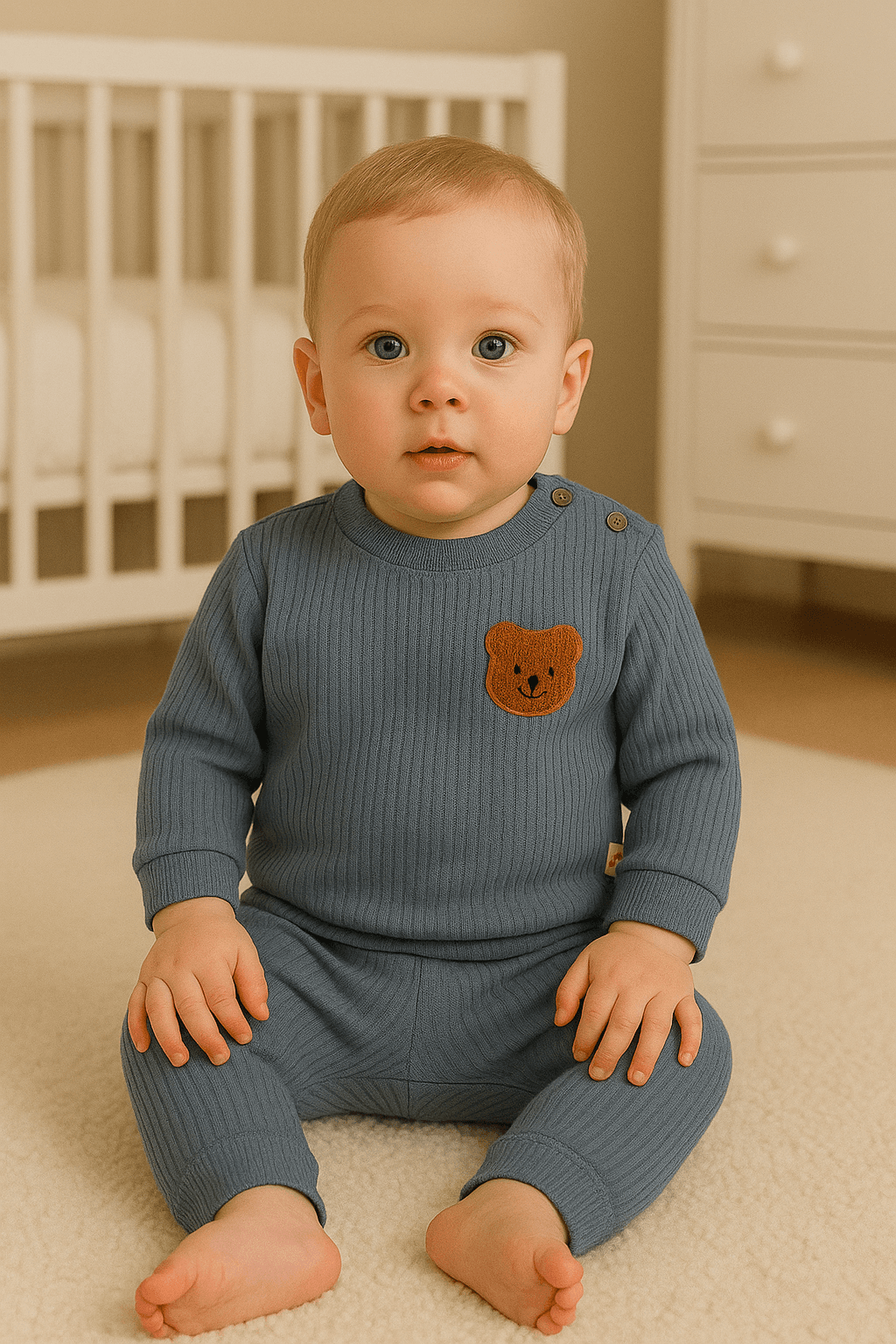 Unisex Bebek Fitilli Ayıcıklı İkili Takım - füme