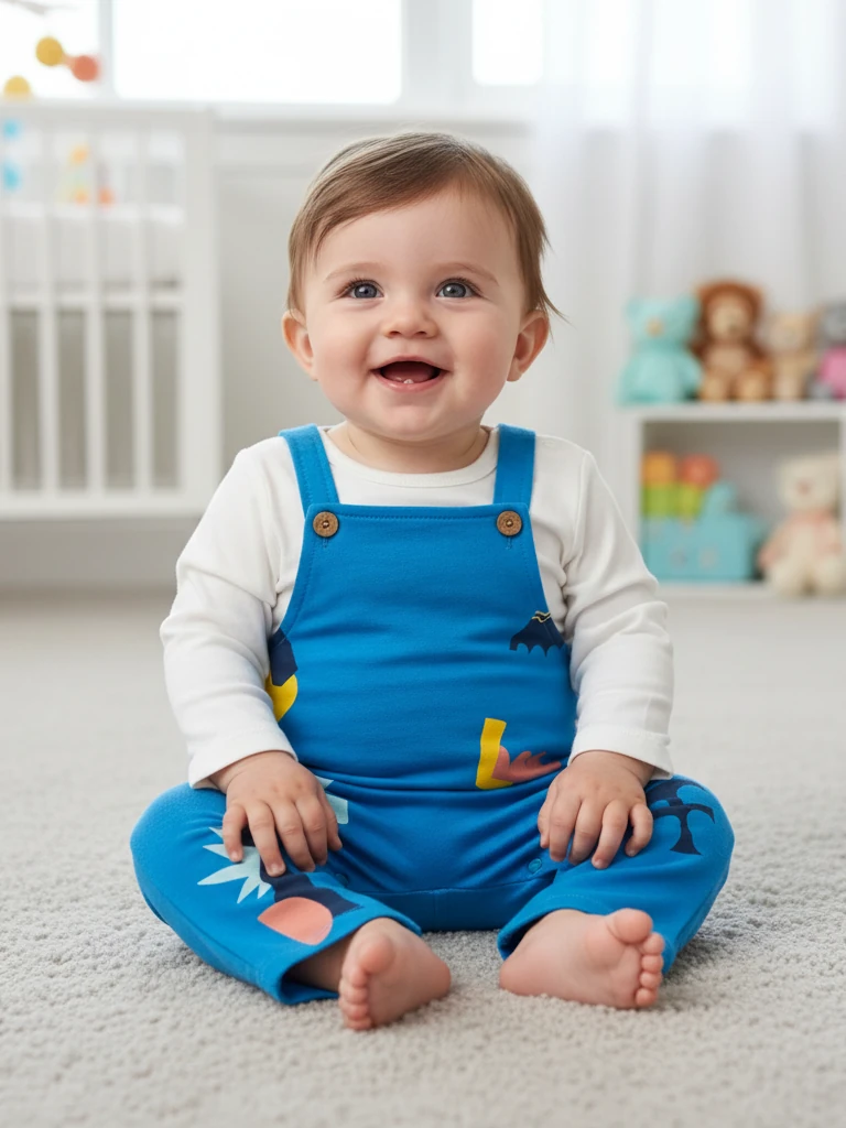 Erkek Bebek Şekilli Salopet Mevsimlik İkili Takım