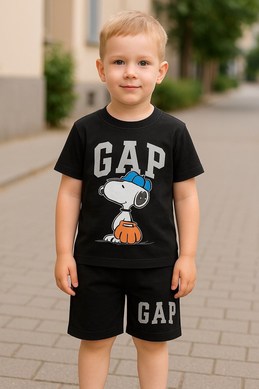 Erkek Çocuk 7-10 Yaş Snoopy Şortlu İkili Takım