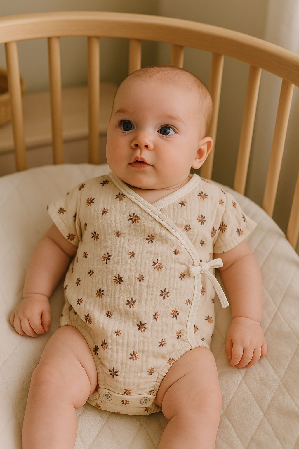Kız Bebek Çıtır Çiçekli Müslin Kumaş Romper