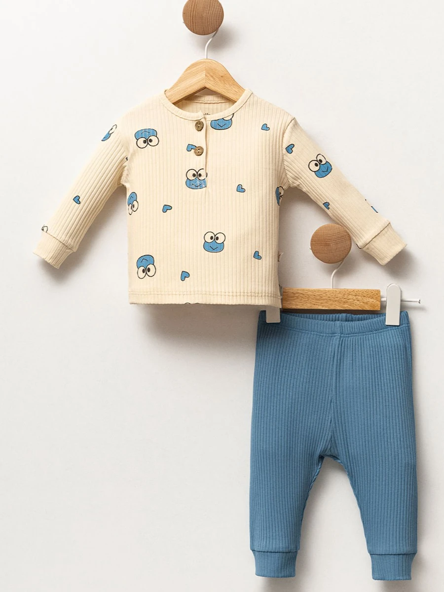 Erkek Bebek Froggy Fitilli İkili Takım