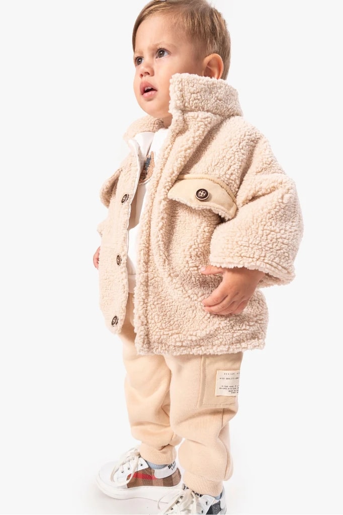Erkek Bebek Peluş Montlu Tarz Üçlü Takım