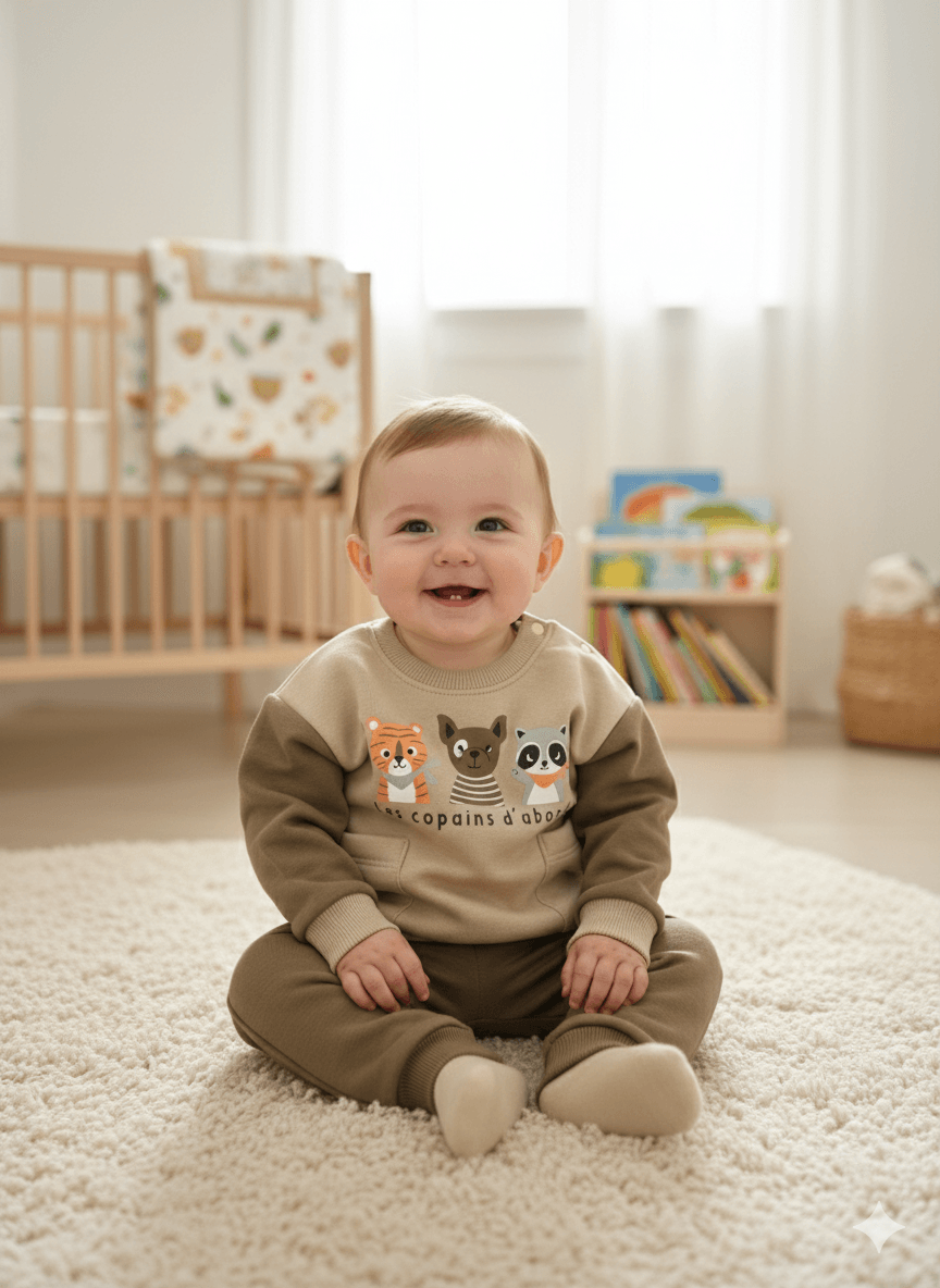 Erkek Bebek Cepli Zoo Şardonlu İkili Takım - yeşil