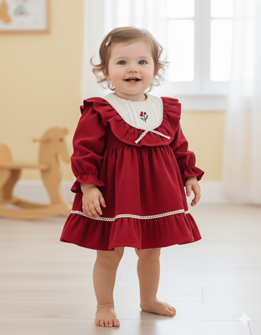 Kız Bebek Sweetme Yakalı Kırmızı Elbise
